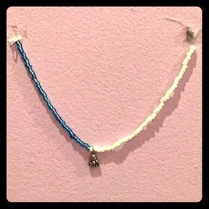-Blue and white small beaded chocker